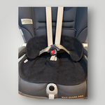 Childcar seat with waterproof black towel insert in base.
