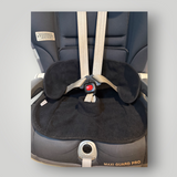 Childcar seat with waterproof black towel insert in base.