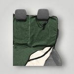 Moss Green back seat towel with folded base showing waterproof backing