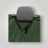 Moss Green back seat towel adjustable headrest strap detail