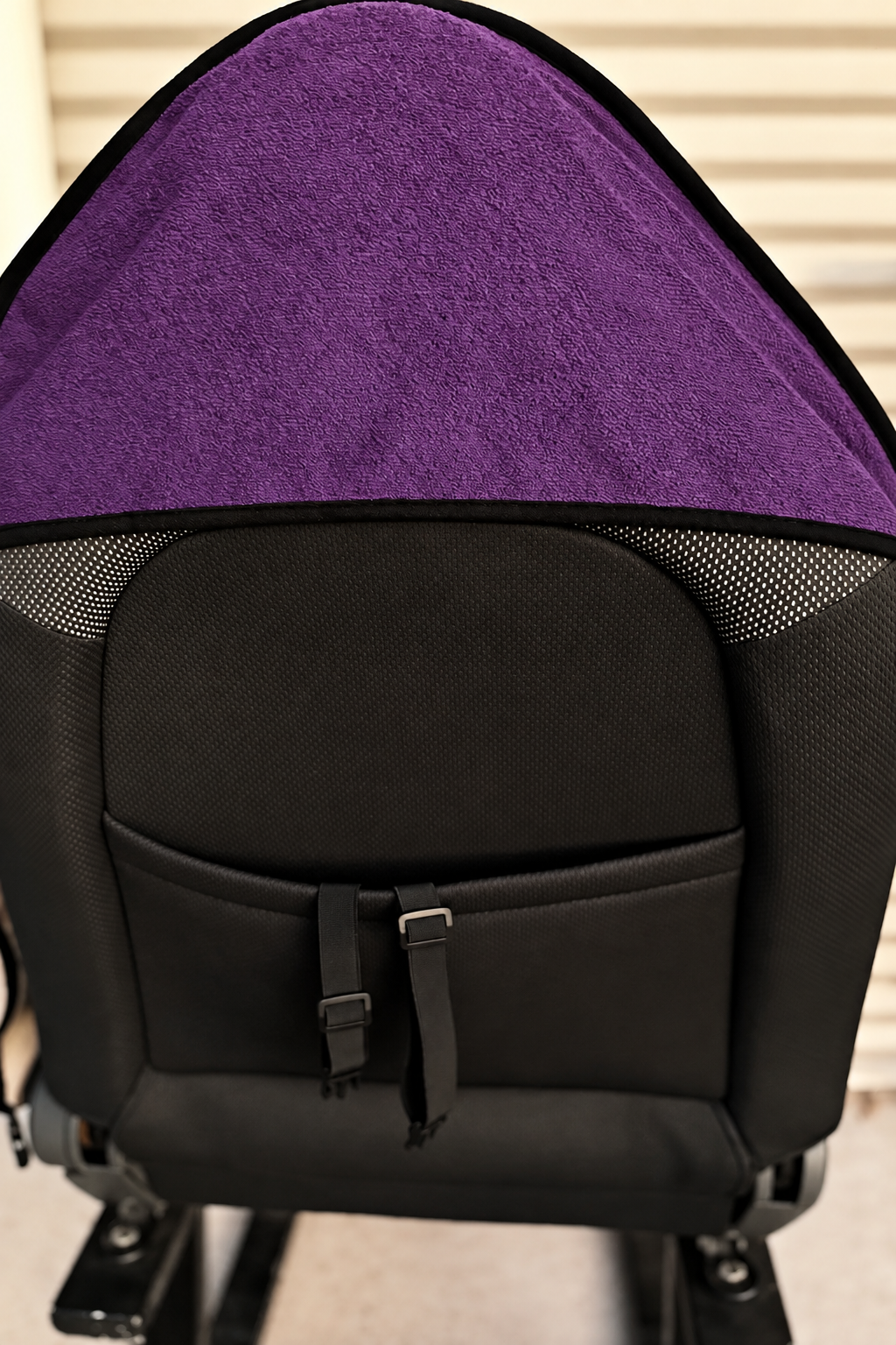 Purple towel rear storage detail