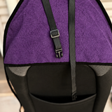 Purple towel rear strap detail